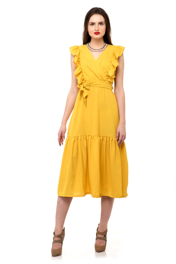 Asymmetrical flare sleeveless maxi dress