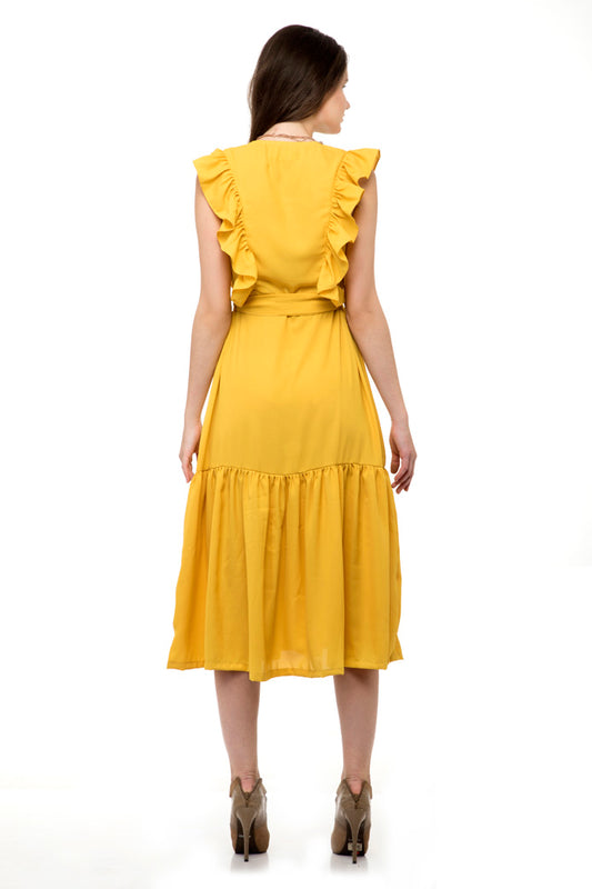 Asymmetrical flare sleeveless maxi dress