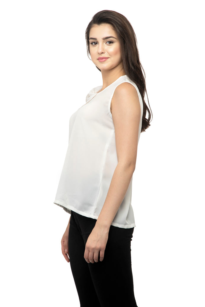 White sleeveless cami top
