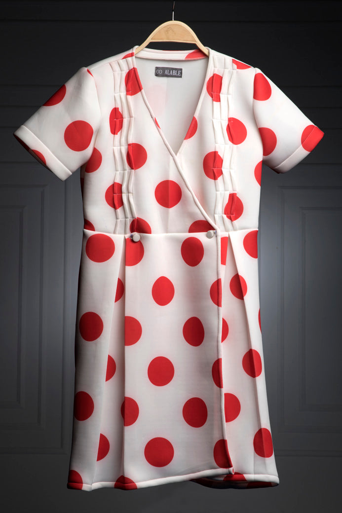 Black n white polka dots jacket dress