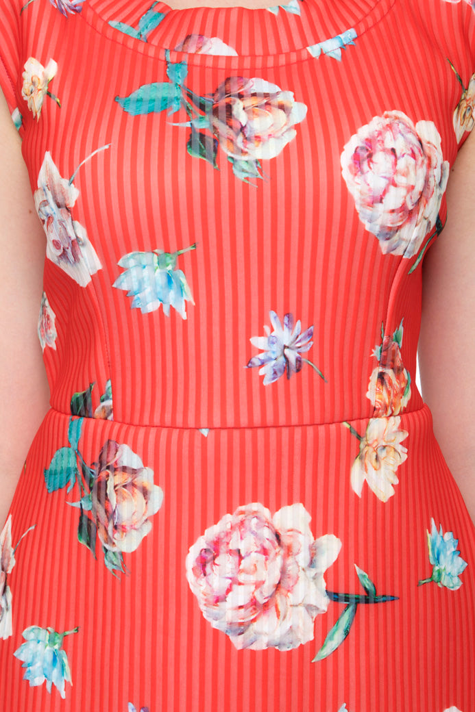 Full bell sleeve floral shift dress