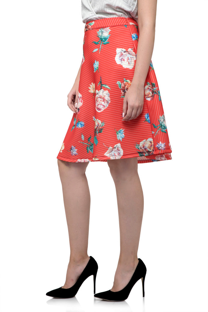 Simple Flowers Printed Skirt