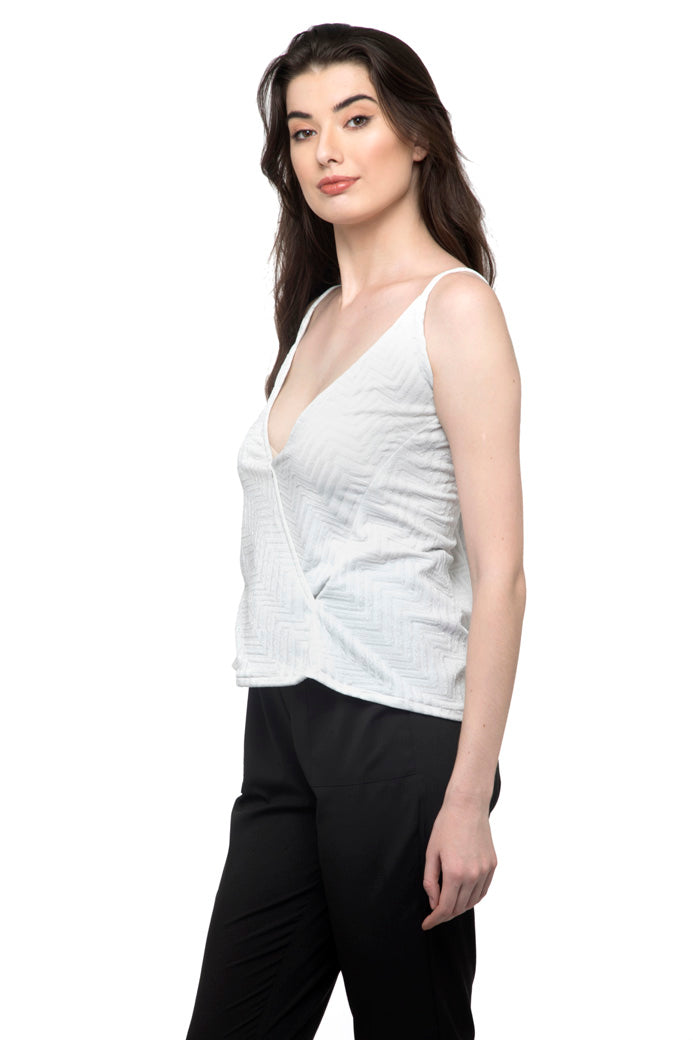 White V- Neck Striped Cami Top
