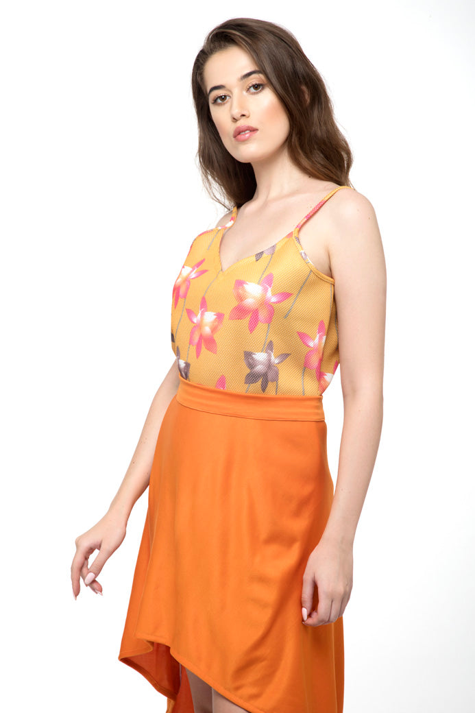 Yellow Floral Spaghetti top