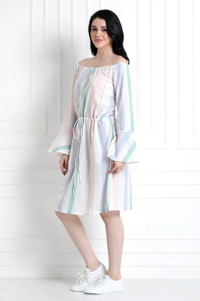 Off Shoulder Elastic Waist Dress