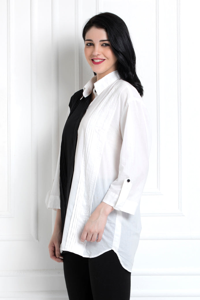 Black & White- Dual Tone Collared Shirt