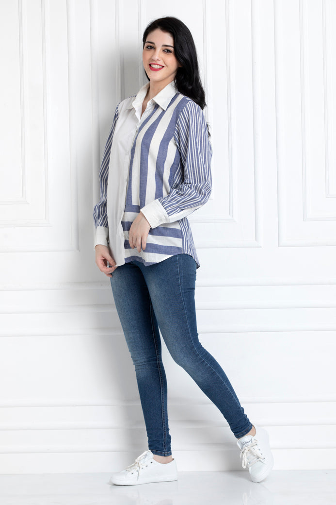 Collared Full Sleeves Button Down Shirt In Super Fine 100% Cotton