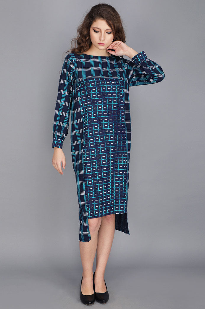 HIGH LOW COTTON CHECK DRESS