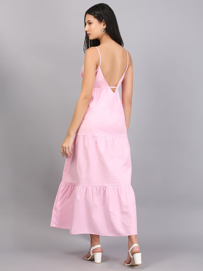 ROSEMARY PINK SPAGHETTI TIER DRESS