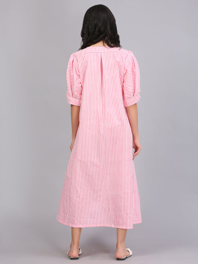 STRIPE BOXPLEAT SHIFT DRESS