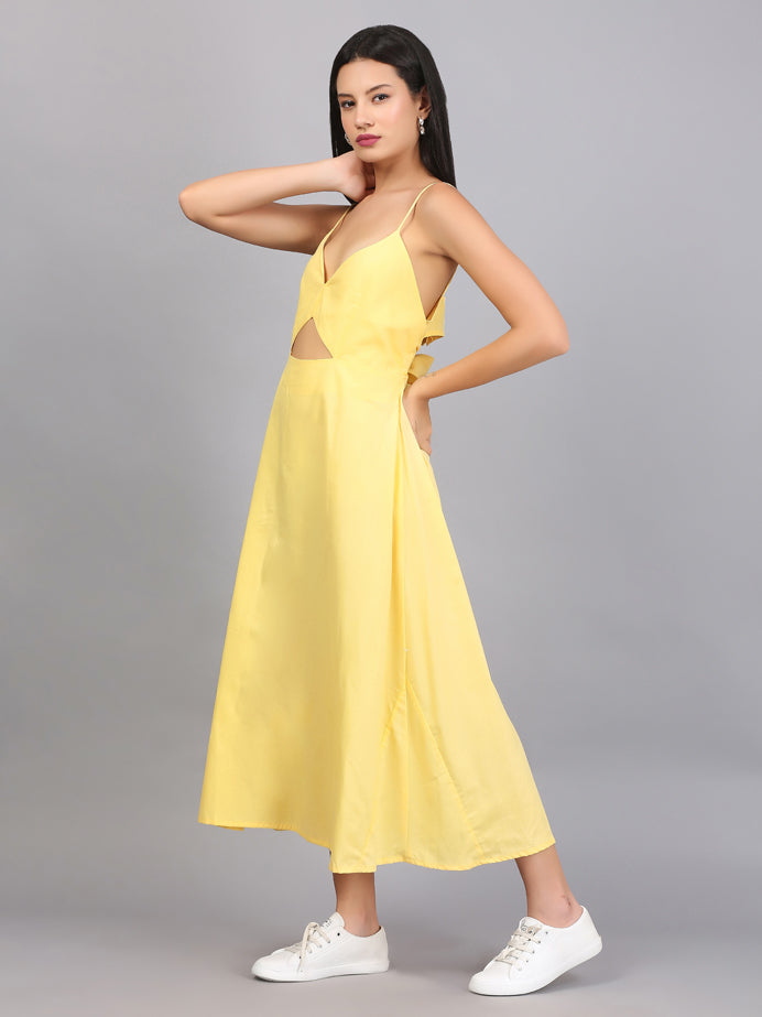 CITRUS YELLOW SPAGHETTI DRESS