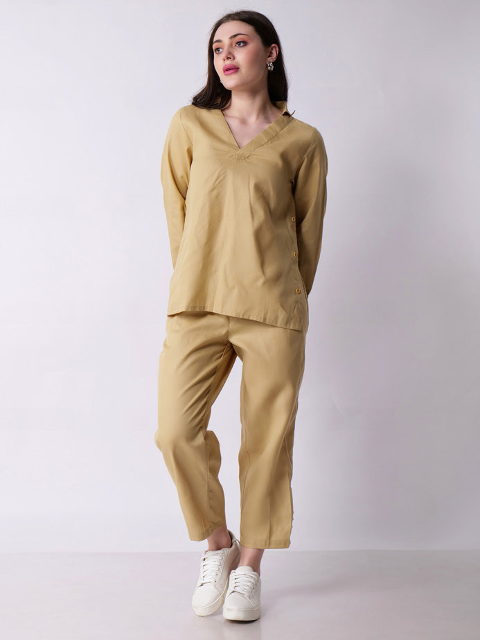 Beige High Low Coord Set