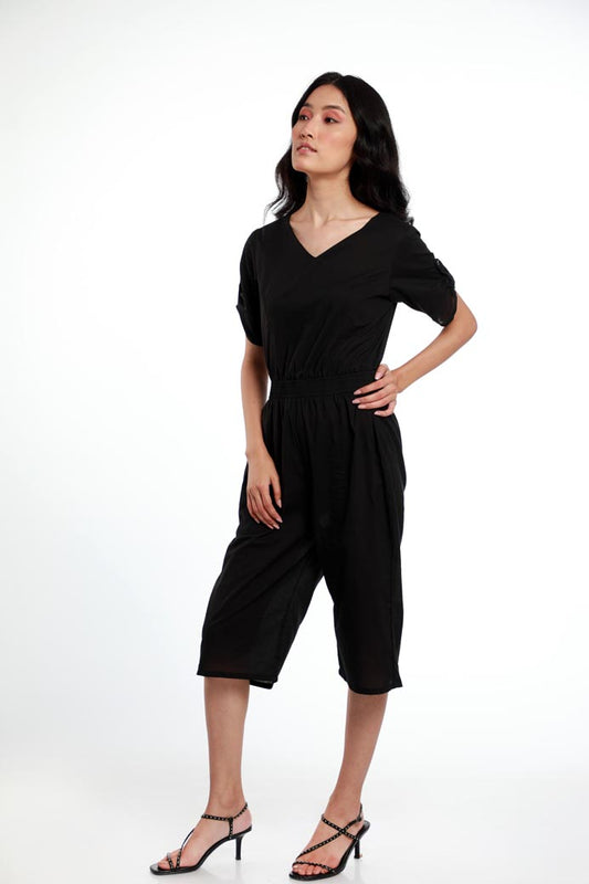 ELASTICATED WAIST COTTON PLAYSUIT