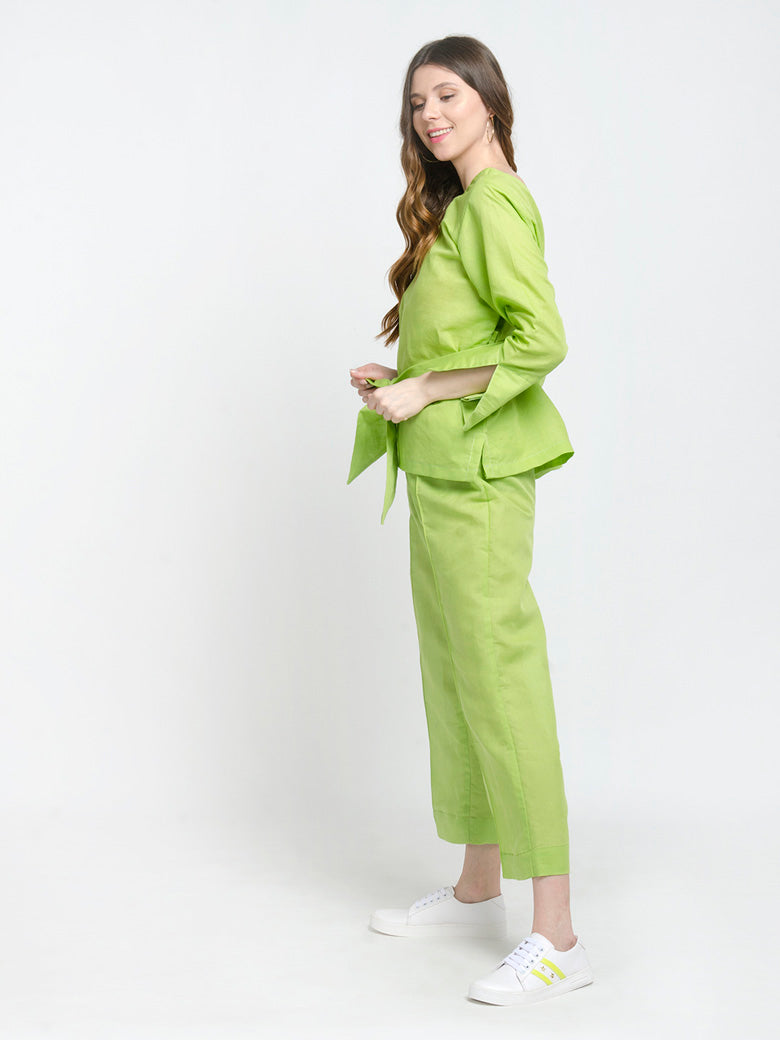 Full Sleeve Shirt With Bow Belt