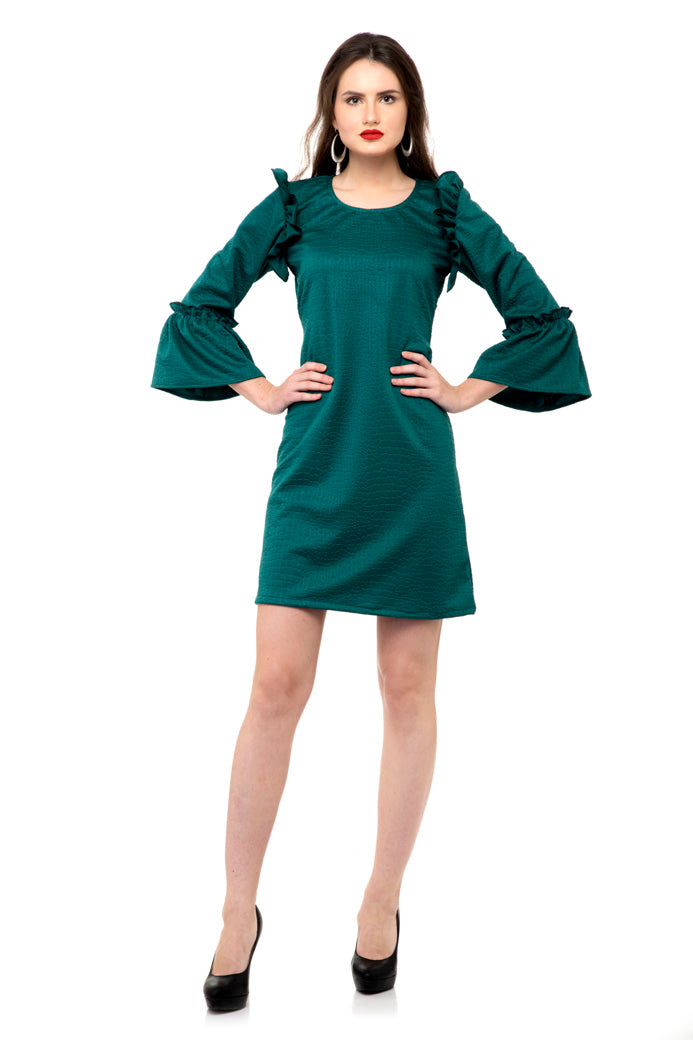 Flare ruffle bell sleeves dress