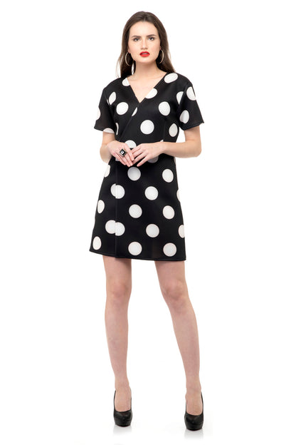 Black large polka dot jacket dress