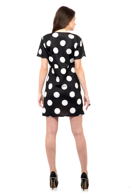 Black large polka dot jacket dress