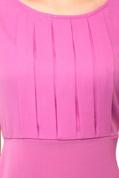 Sleeveless front pintucks pink mini dress