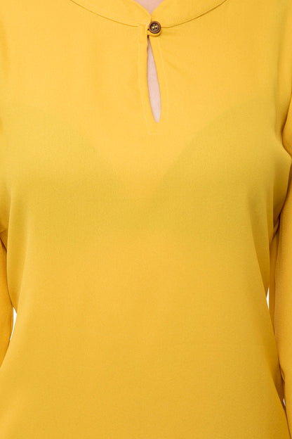 Collared shift dress with buttoned sleeves