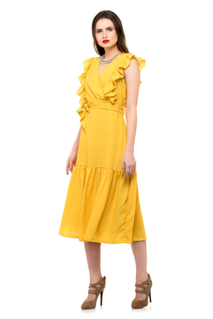 Asymmetrical flare sleeveless maxi dress