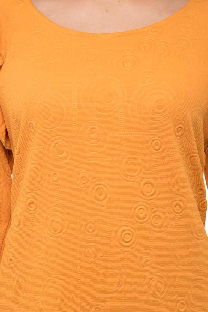 Orange ruffle sleeve one piece dress with ruffle hem