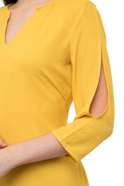 Long sleeves slim fit mini dress.