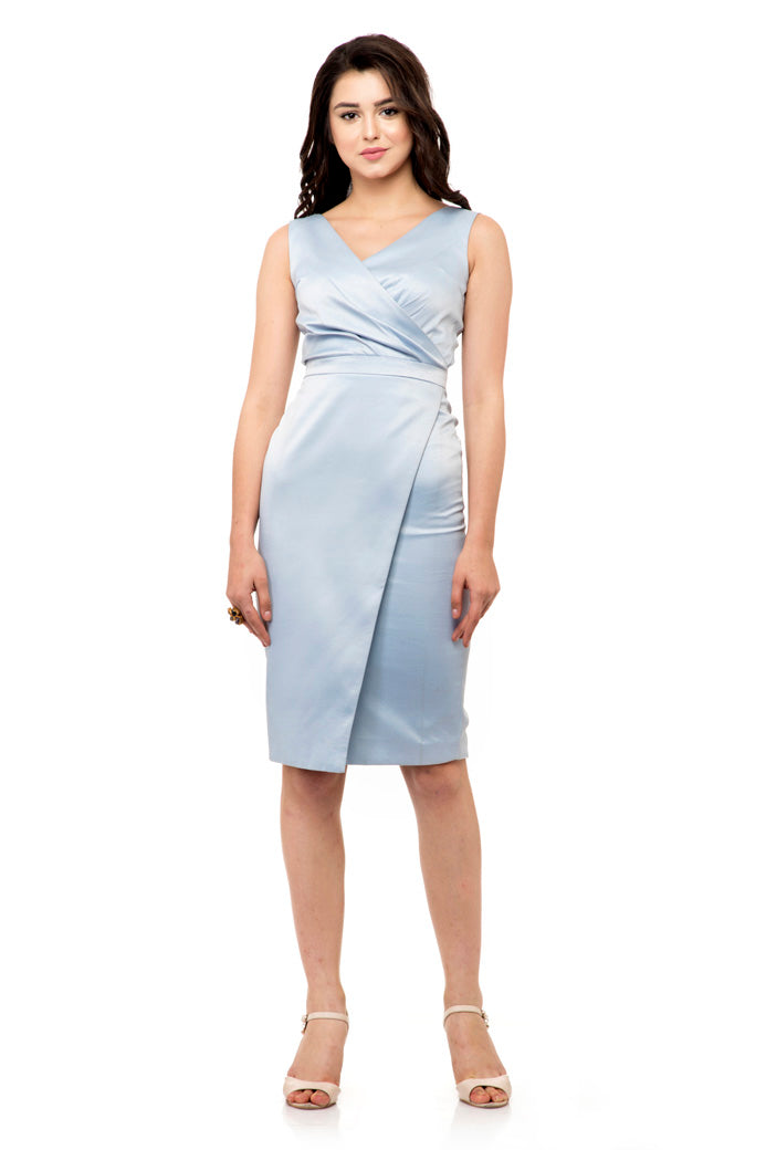 Sleeveless wrap gray dress