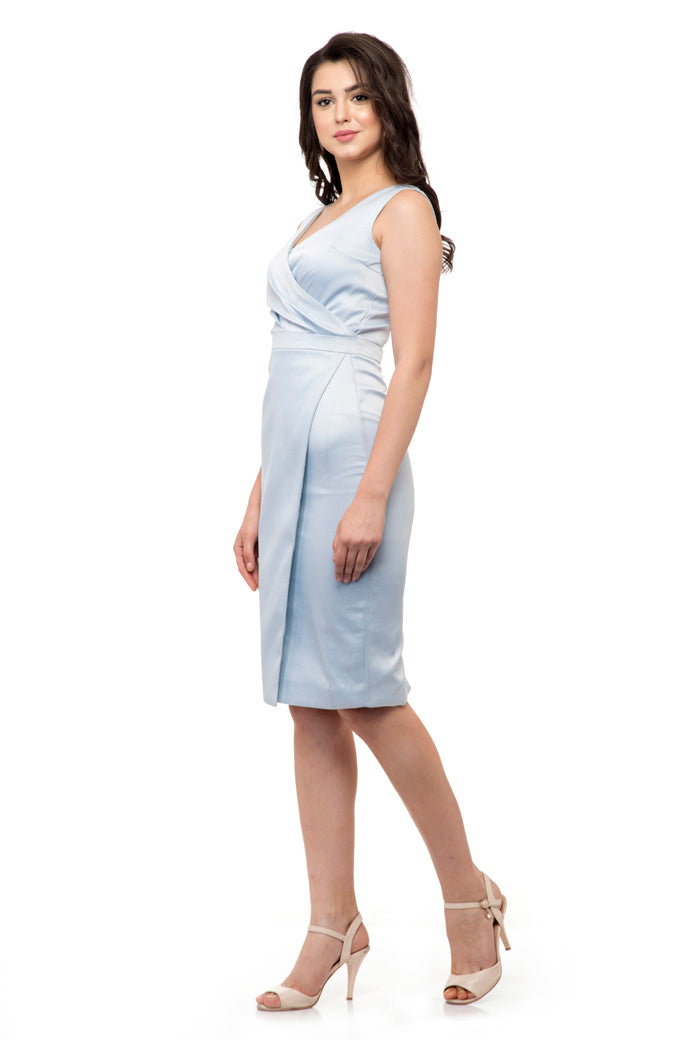 Sleeveless wrap gray dress