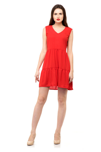 Sleeveless red mini dress