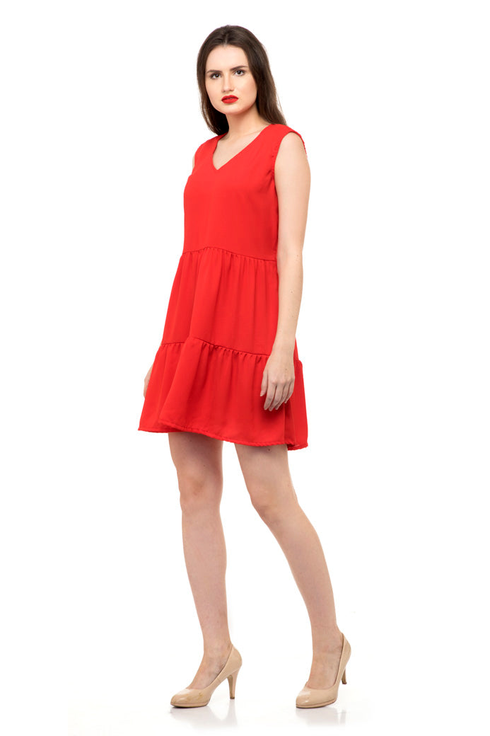 Sleeveless red mini dress