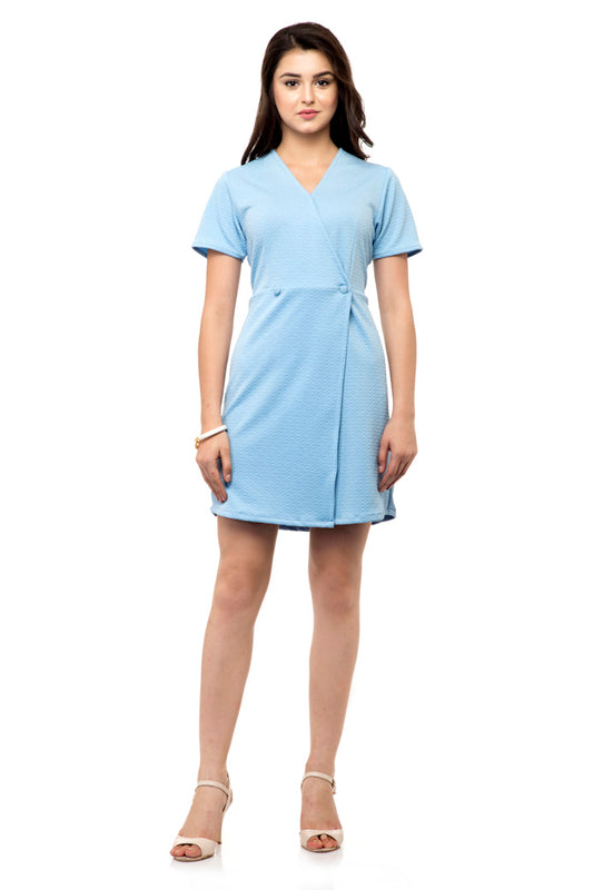 Sky blue tribal mini dress