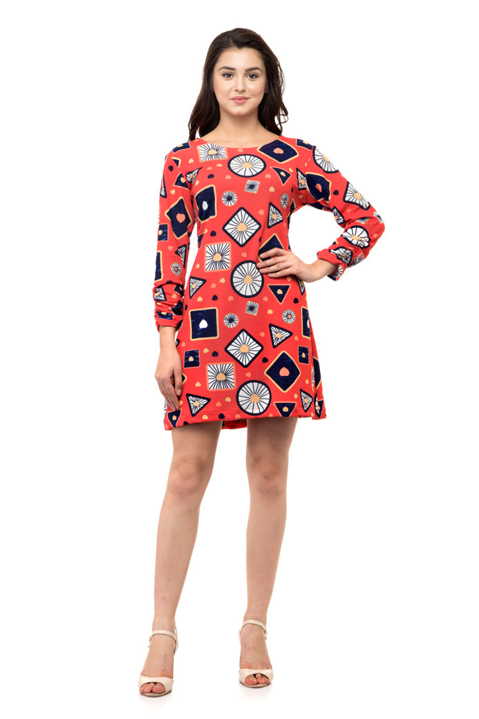 Cool heart prints full sleeves mini dress