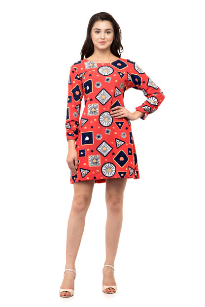 Cool heart prints full sleeves mini dress