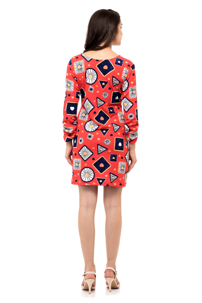 Cool heart prints full sleeves mini dress