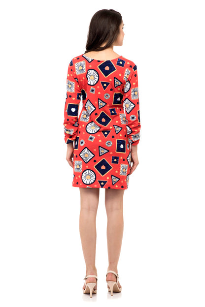 Cool heart prints full sleeves mini dress