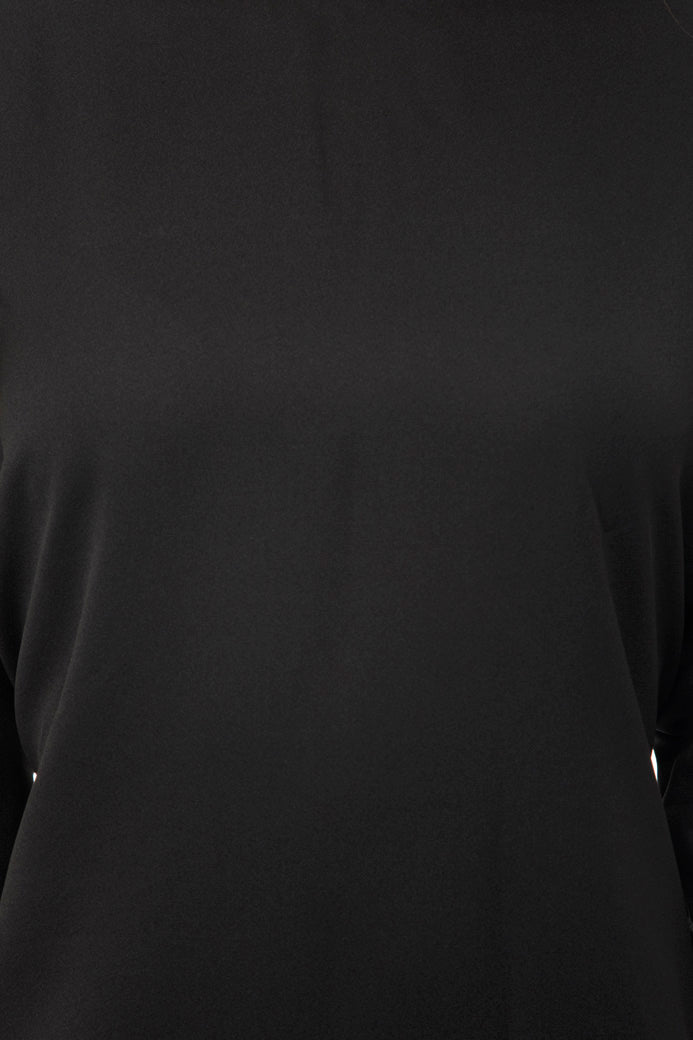 Plain black half sleeves mini dress