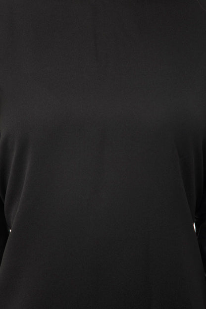 Plain black half sleeves mini dress