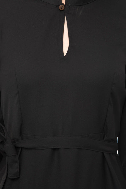 Diamond neck with ruffle hem dress