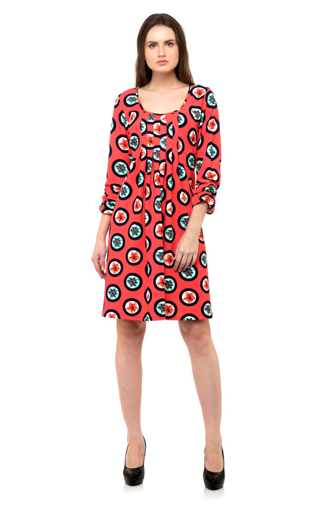 Cool floral prints full sleeves one piece dress
