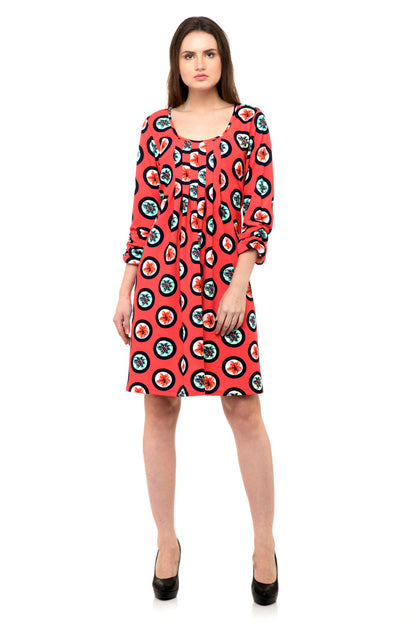 Cool floral prints full sleeves one piece dress