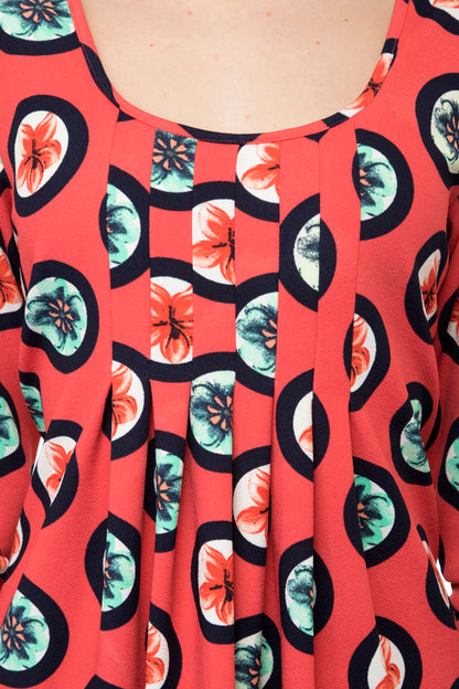 Cool floral prints full sleeves one piece dress