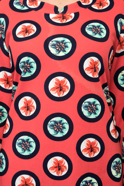 Bell sleeves floral print one piece dress