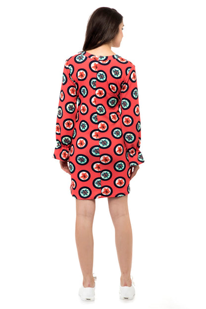 Bell sleeves floral print one piece dress