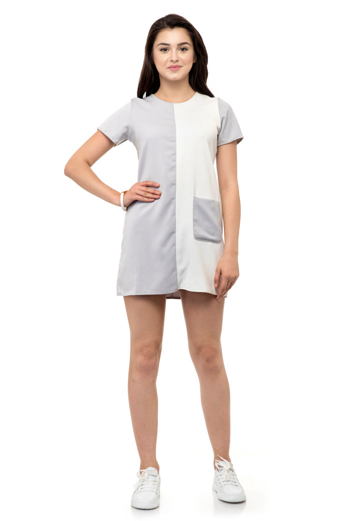 colour block half Sleeve dress