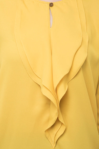 Yellow plain flared ruffle top