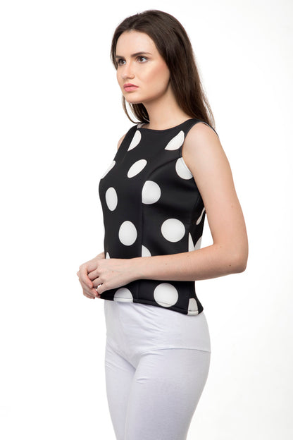 Big white polka dots spaghetti top