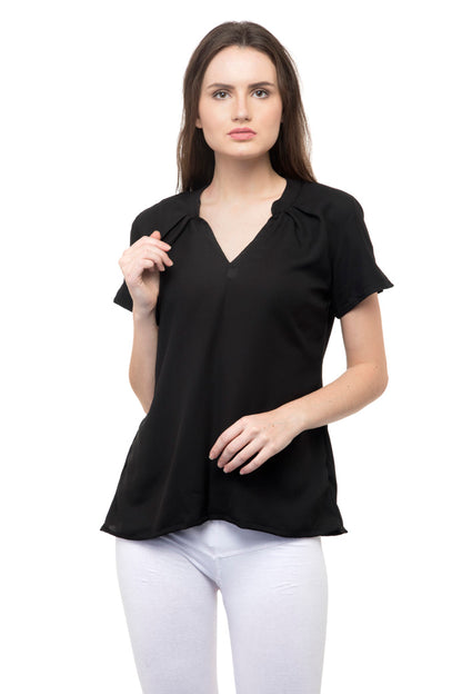 Half sleeves plain top with collars