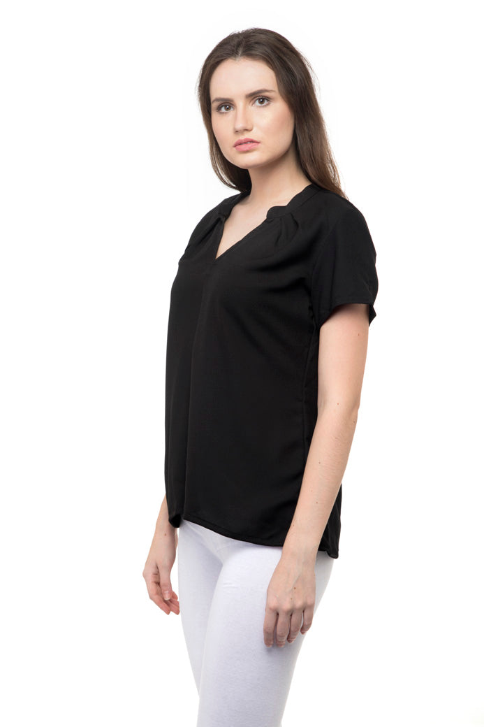 Half sleeves plain top with collars
