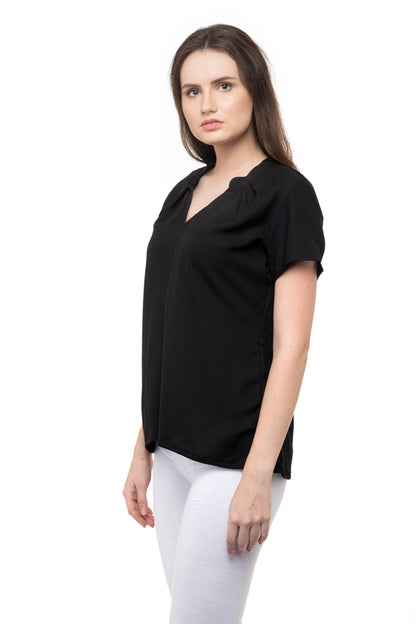 Half sleeves plain top with collars