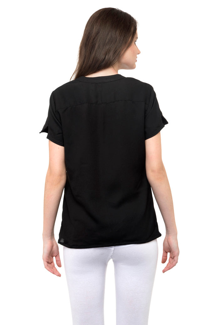 Half sleeves plain top with collars